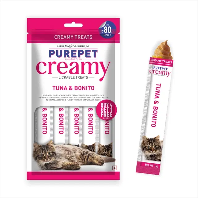Purepet Creamy Lickable Cat Treats,Crab & Chicken, 15g x5 Pcs 75 g