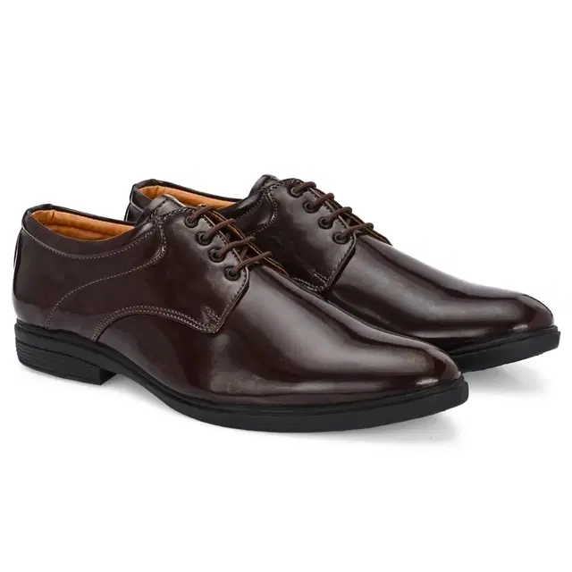 Densu Lace-up Formal Shoes for Men, Shiny Brown (8)