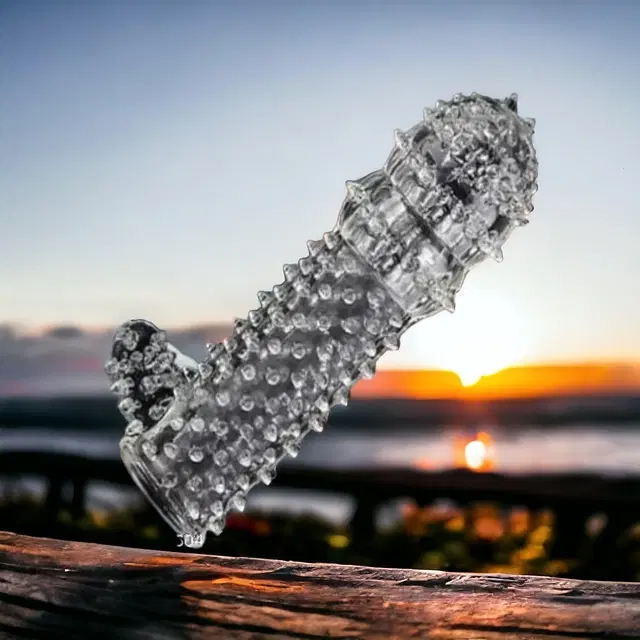A R Silicone Crystal Dotted Condom for Men, Transparent