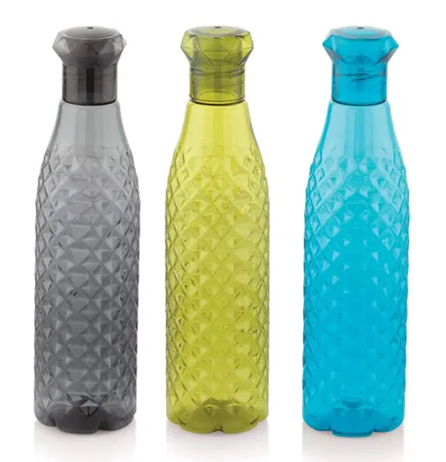 Plastic Water Bottle, Multicolor, 1000 ml, Pack of 3