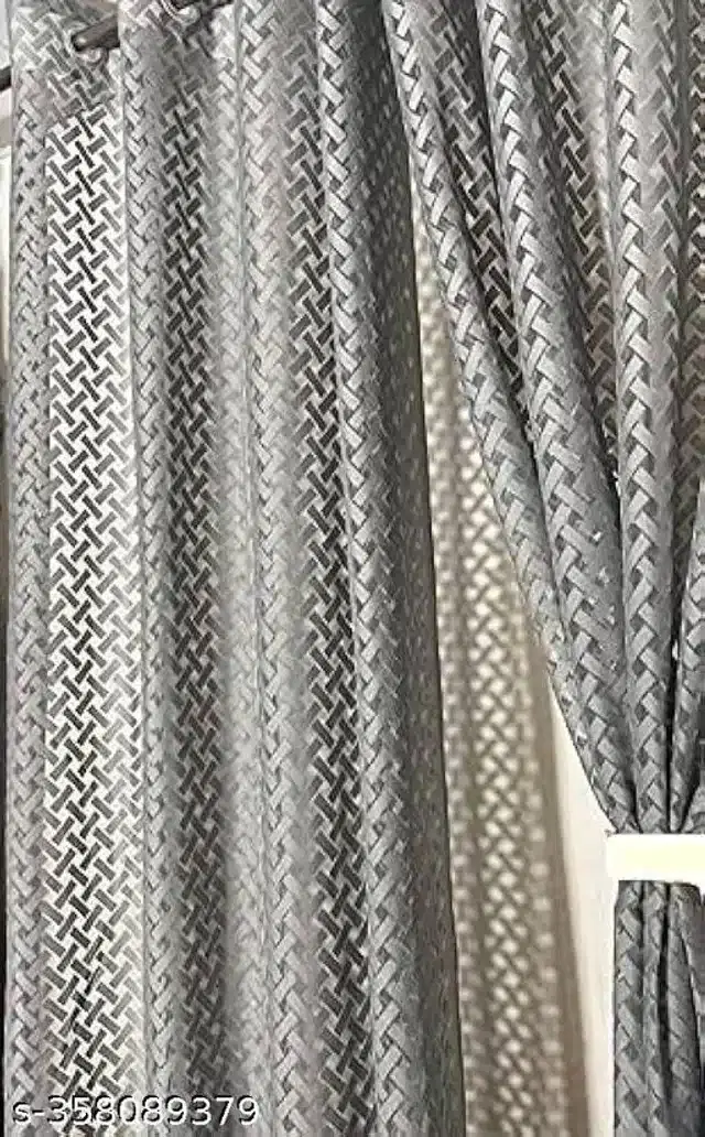 Net Curtain for Door, Grey, 5 Feet