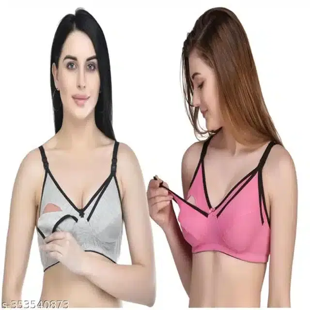 Polycotton Feeding Bra for Women, Pack of 2 (Assorted, 32C)