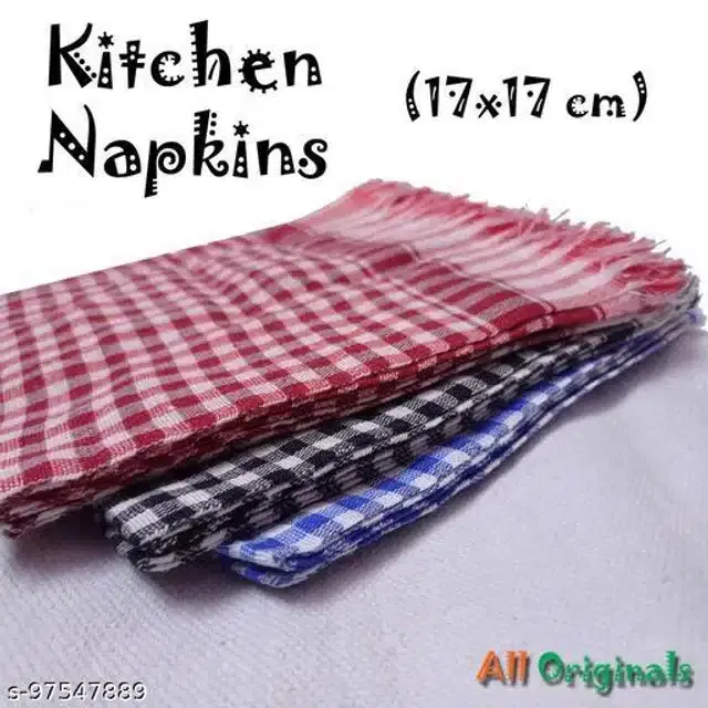 Cotton Kitchen Napkins, Multicolor, Free Size