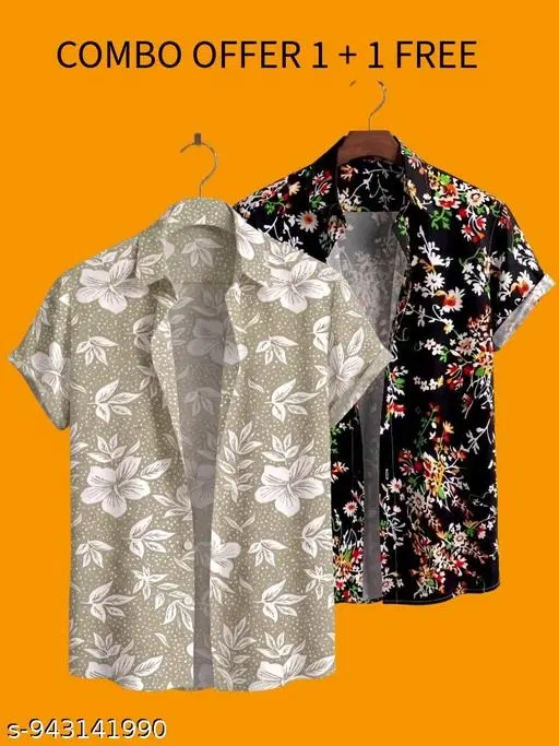Casual Shirts for Men, Pack of 2 (Multicolor, S)