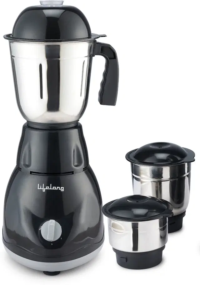 Lifelong Power Pro 3 Jar 500W Juicer Mixer Grinder (LLMG23, Black) (Black)