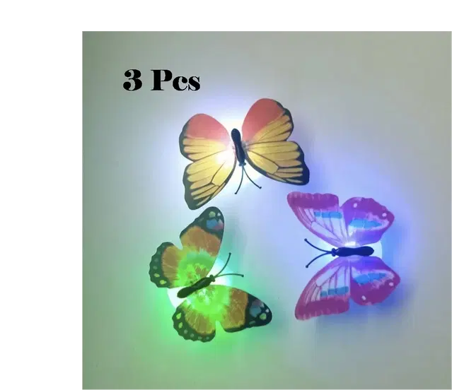 Plastic LED 3D Butterfly Wall Stickers, Multicolor, Pack of 3