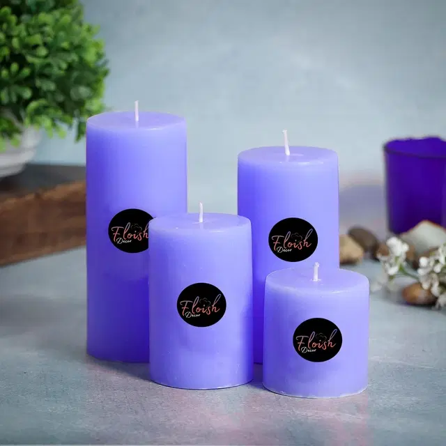Floish Decor Premium Scented Pillar Candles, Set of 4