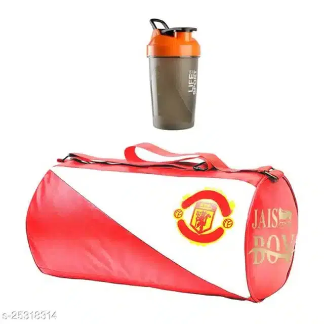 Combo of Gym Bag with Shaker Bottle, 600 ml, Multicolor, Set of 2