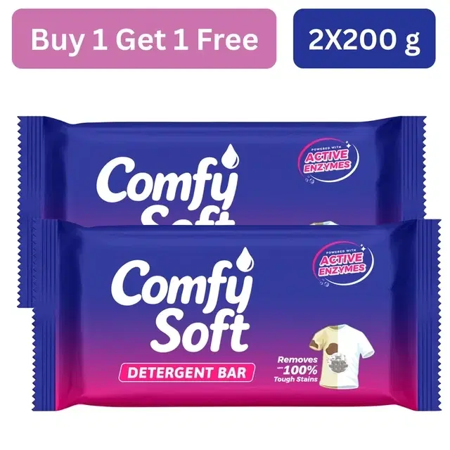 Comfy Soft Max Wash Detergent Bar 2X200 g (Buy 1 Get 1 Free)