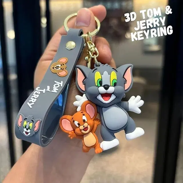 Tom and Jerry Keychain with Hook for Mens Women, Pack Of 1