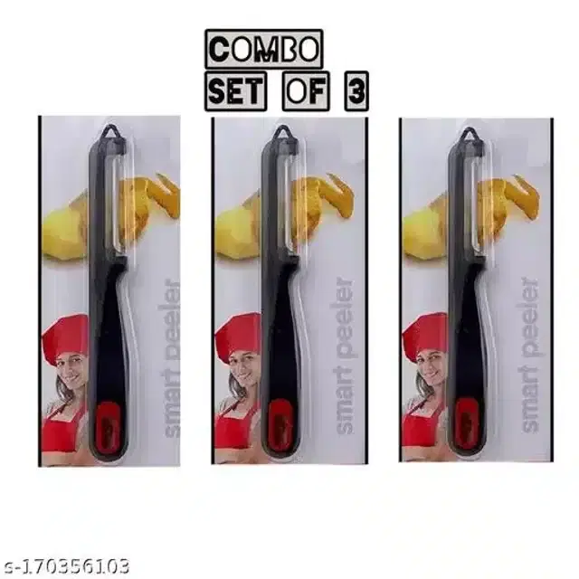 Stainless Steel Peeler, Pack of 3, Black