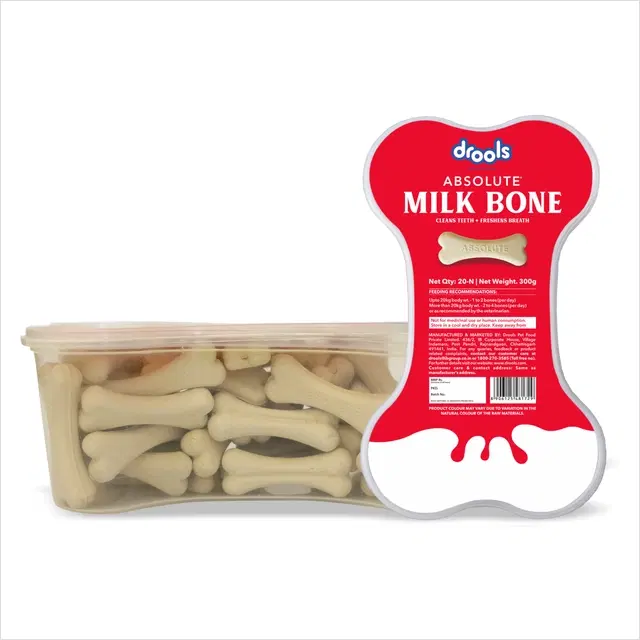Drools Absolute Milk Bone Jar, Dog Treats - 20 Pieces, 300 g - NEW