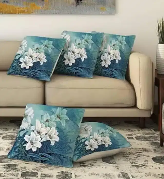 Printed Cushion Covers, Set of 5, Multicolor, 40x40 cm