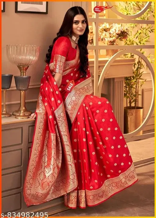 Zari Woven Kanjeevaram Saree for Women (Red, Free Size)