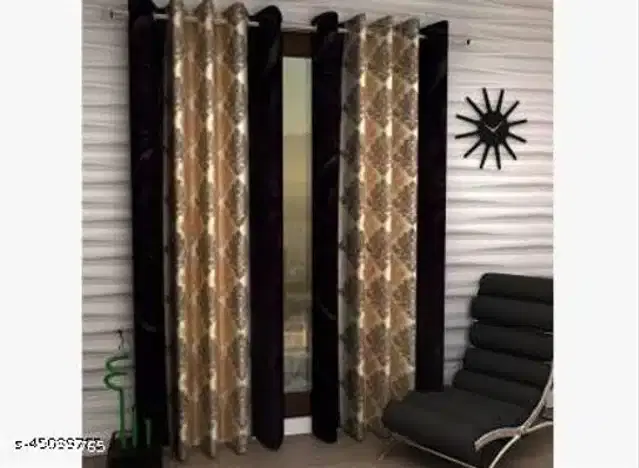 Curtains for Door, Black & Brown, 7x4 feet, Pack of 2