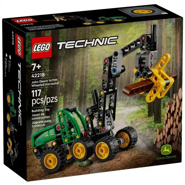 LEGO Technic John Deere 1470H Wheeled Harvester - Working Claw and Log - Model Building Toy 42218