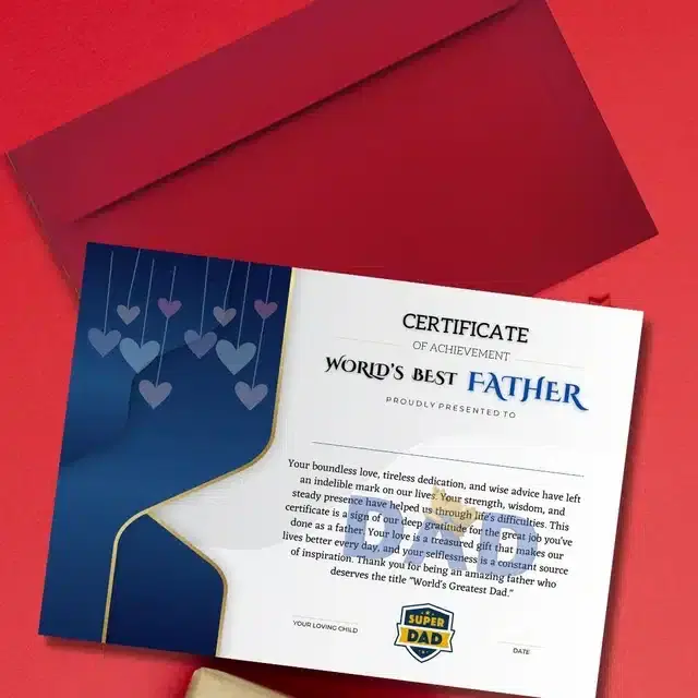 Best Father Certificate, Multicolor