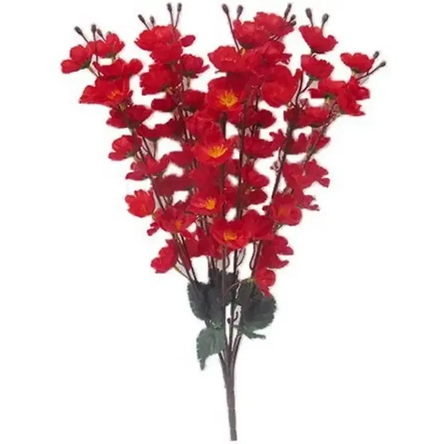 Peach Blossom Artificial Flower Bunch Red