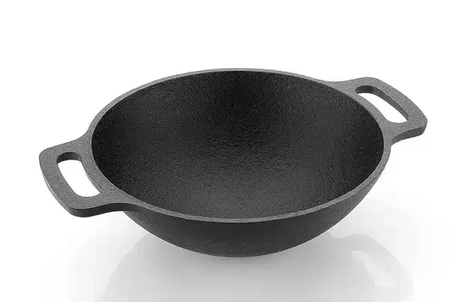 Cast Iron Kadai, Black, 2 L