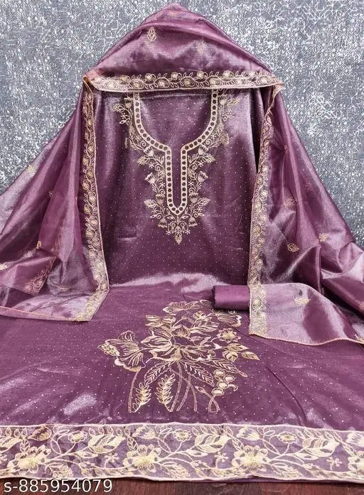 Embroidered Patiala Suit Set for Women (6.25 meter (L)) (6.05 meter (M)