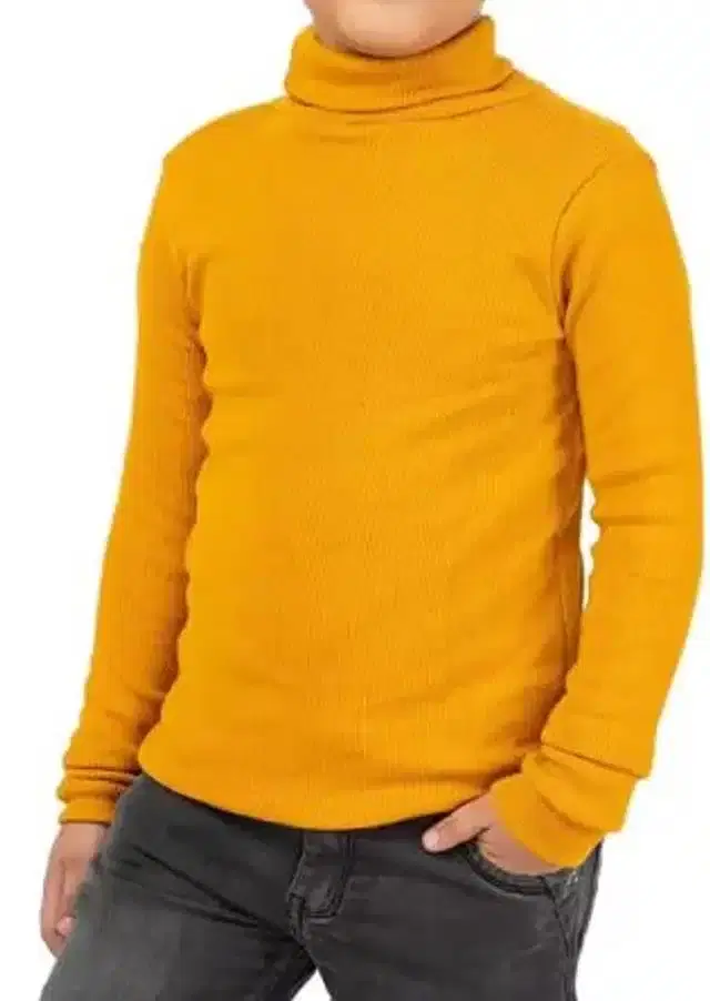 Woolen High Neck Sweater for Kids (Mustard, 6-12 Months)