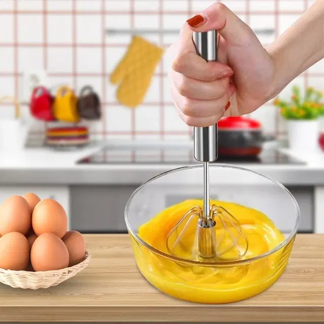 Stainless Steel Hand Push Egg Beater Whisk