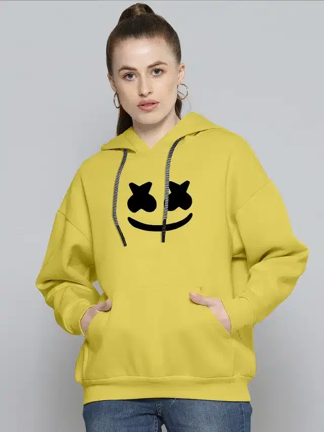 Hooded Sweatshirt for Girls (Yellow, S)