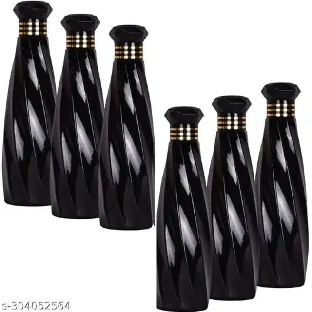Water Bottle Set, Black, 1000 ml, Pack of 6