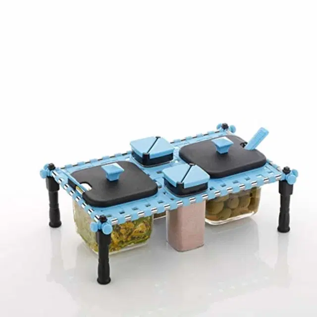 Plastic 4-in-1 Multipurpose Spice Jars, Multicolor, Set of 1