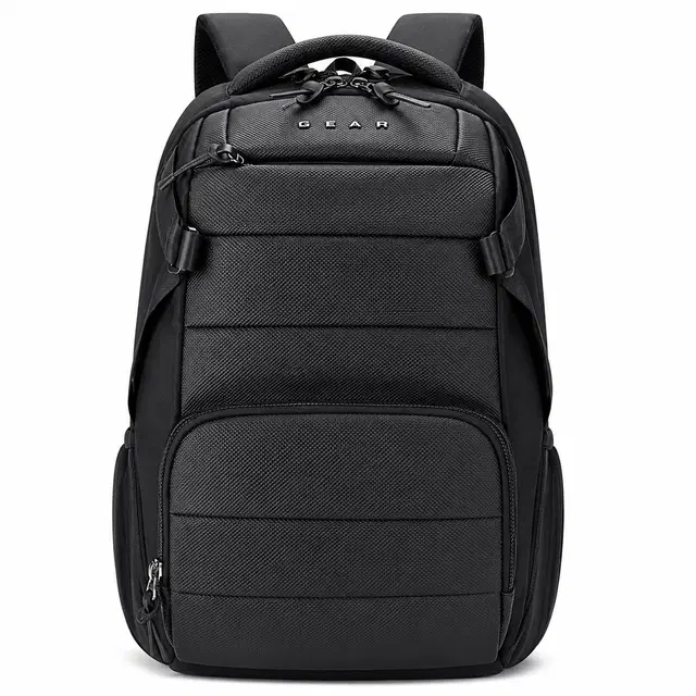 Gear Aspire 17, 26L Faux Leather Laptop Backpack for Men & Women, Black