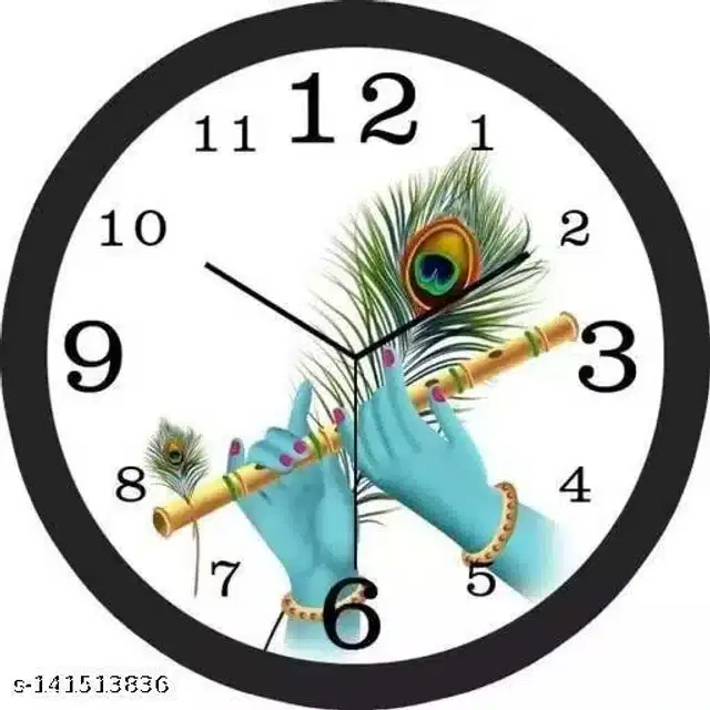 Round Analog Wall Clock, Multicolor, 28x28 cm
