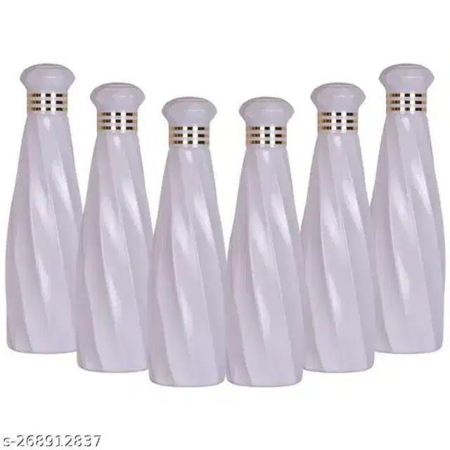 Water Bottle Set, White, 1000 ml, Pack of 6