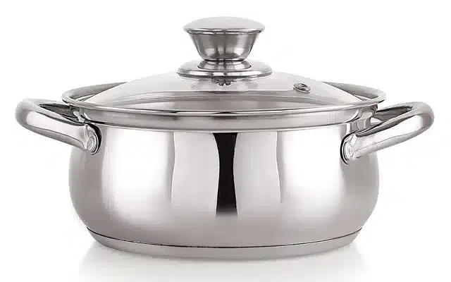 Stainless Steel Casserole with Glass Lid, Silver, 1.3 L