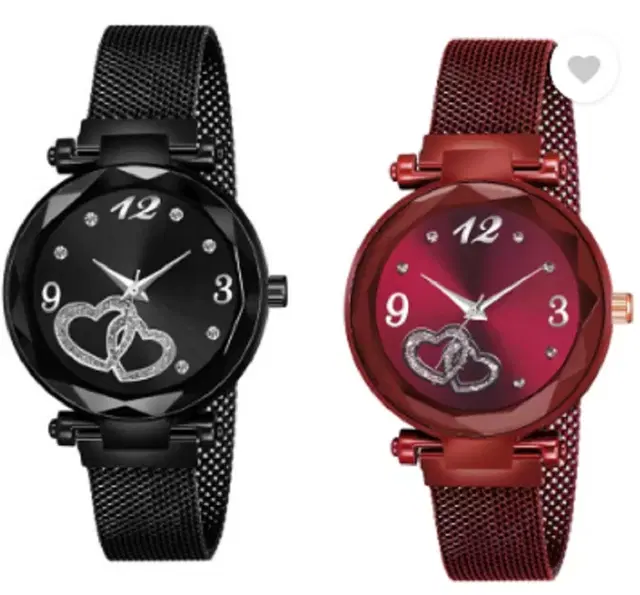 Analog Watch for Women & Girls, Pack of 2 (Multicolor)