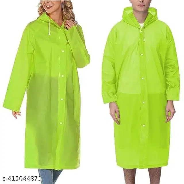 Polyester Rain Coat for Men & Women, Green, Free Size, Pack of 1