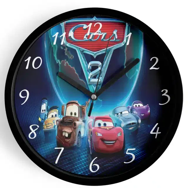 Analog Cars Wall Clock for Home, Black, 7 Inches