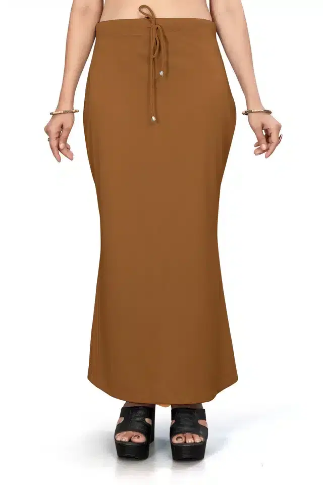 Lycra Solid Saree Petticoat for Women (Brown, XL)