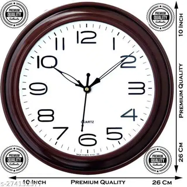Analog Wall Clock, Brown, 27x27 cm