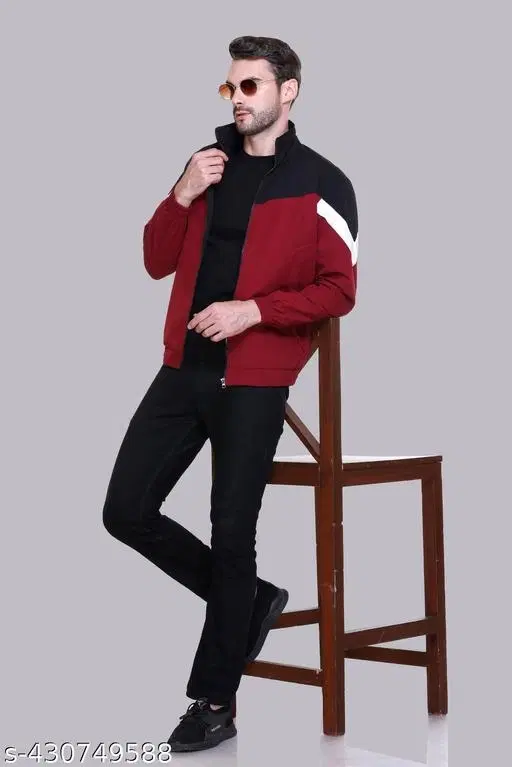 Nylon Solid Jackets for Men (Maroon, XL)