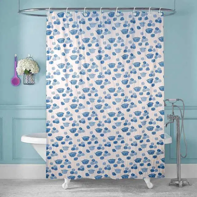 E-Retailer PVC Waterproof Shower Curtain, Blue, 84X54 Inches, SPM-7