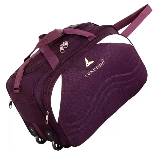 Polyester Trolley Duffel Bag with Wheels, Slurry Design, Purple [65 L]