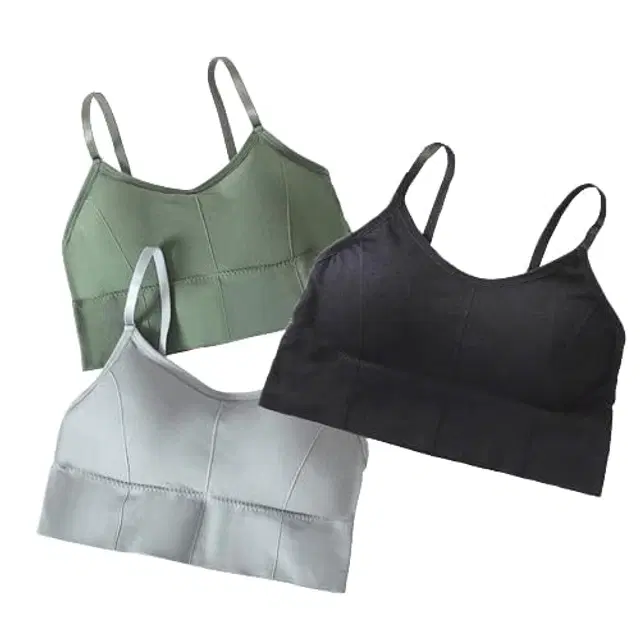 Cotton Blend Padded Camisole Bra for Women, Pack of 3 (Multicolor, Free Size)