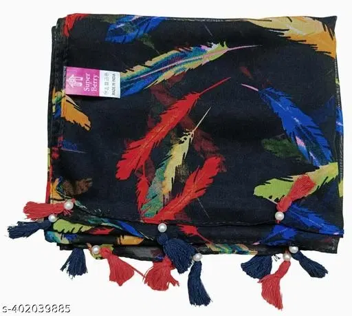 Poly Chiffon Printed Scarve for Women (Multicolor, 1.75 m)