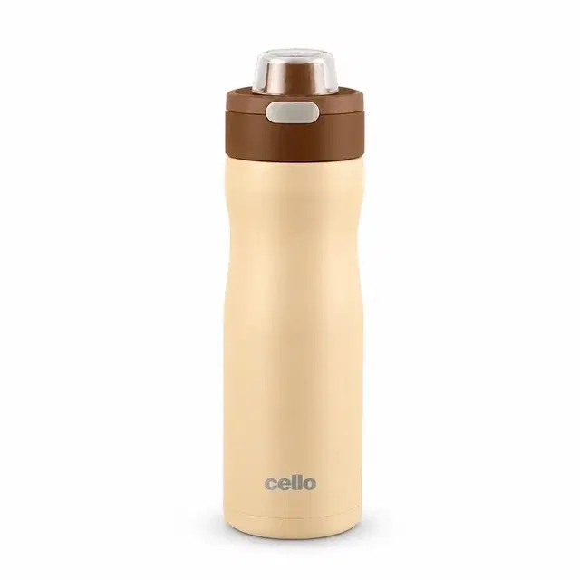 Cello Duro Hydrene Stainless Steel Bottle, 850 ml | Pack Of 1, Brown | Leak-Proof Cap | Rust-Free Stainless Steel