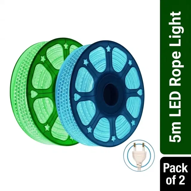 Mprow 5 Meter Led Rope Light - Ice Blue & Green (Combo Pack of 2)