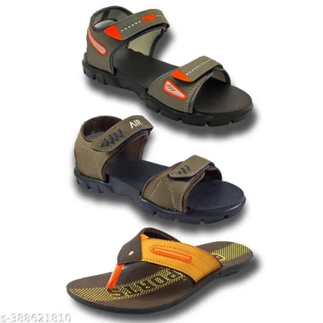 Sandals with Flipflop for Men, Pack of 3 (Multicolor, 7)