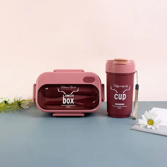 Delicious Lunch Box with Sipper Pink