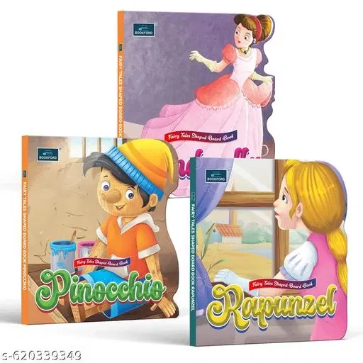 Fairy Tale Shaped Board Book – Set of 3: Cinderella Pinocchio Rapunzel | Classic Fairy Tales Story Books for Kids | Durable Shaped Board Books for Early Learning Preschool Toddlers | Perfect Birthday Gift Homeschool Reading