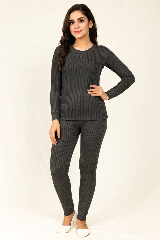 Full Sleeve Ribbed Thermal Inner Set for Men & Women, Assoted (38)