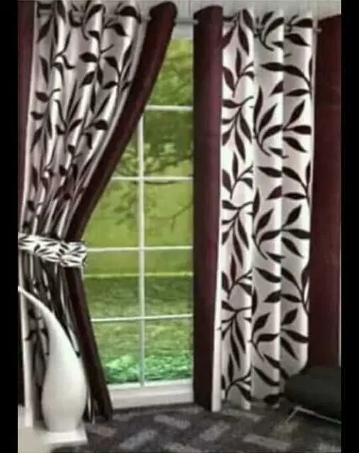 WI Latest Design Beautiful Curtains, Set of 2, Brown, 7Ft X 4Ft, W-33